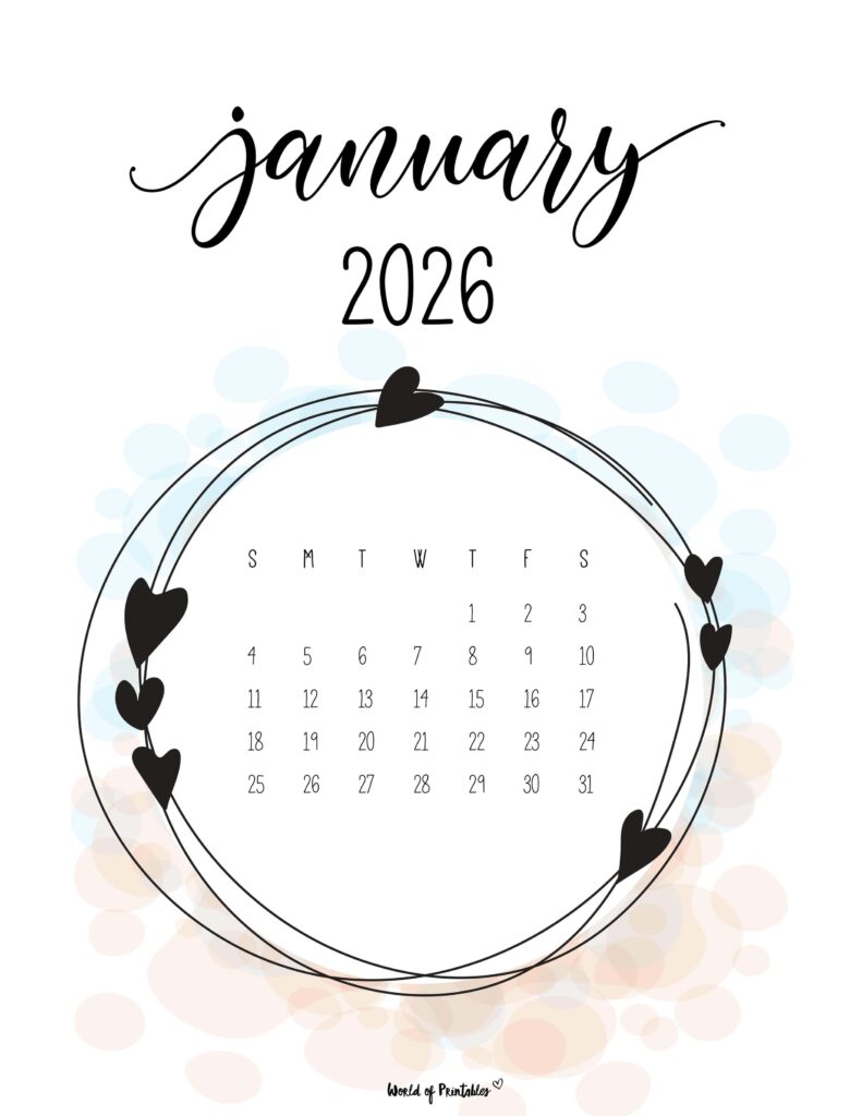 Printable January 2026 Calendar Design 27 alt