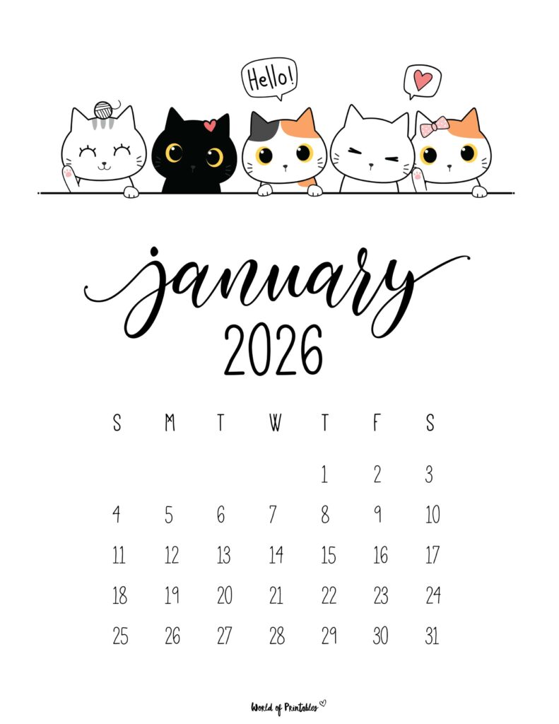 Printable January 2026 Calendar Design 29