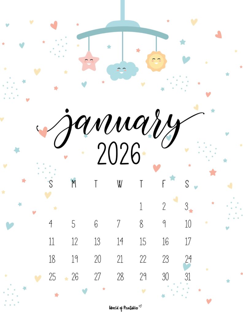Printable January 2026 Calendar Design 31