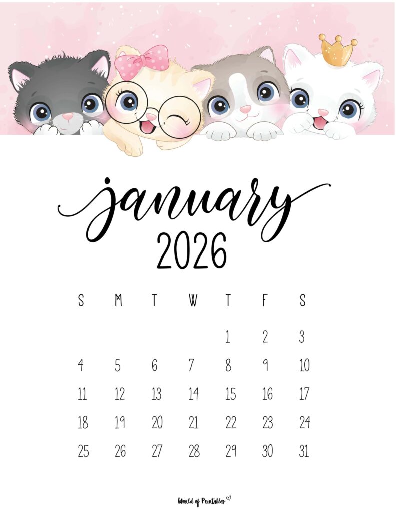 Printable January 2026 Calendar Design 33
