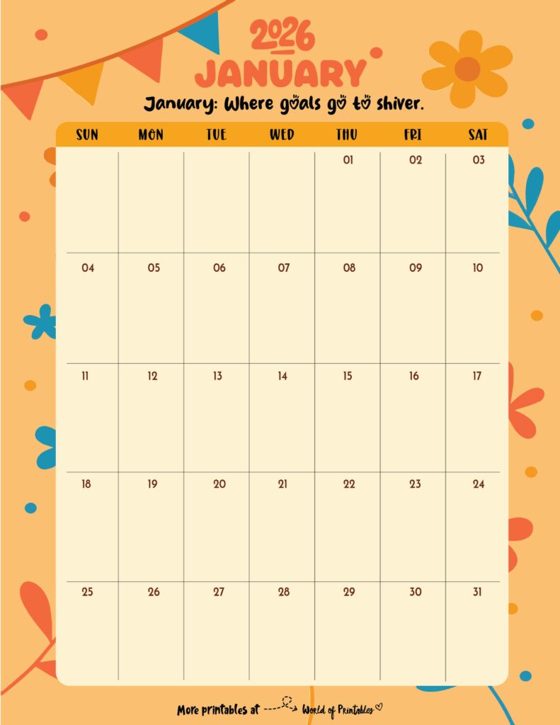 Printable January 2026 Calendar Design 331