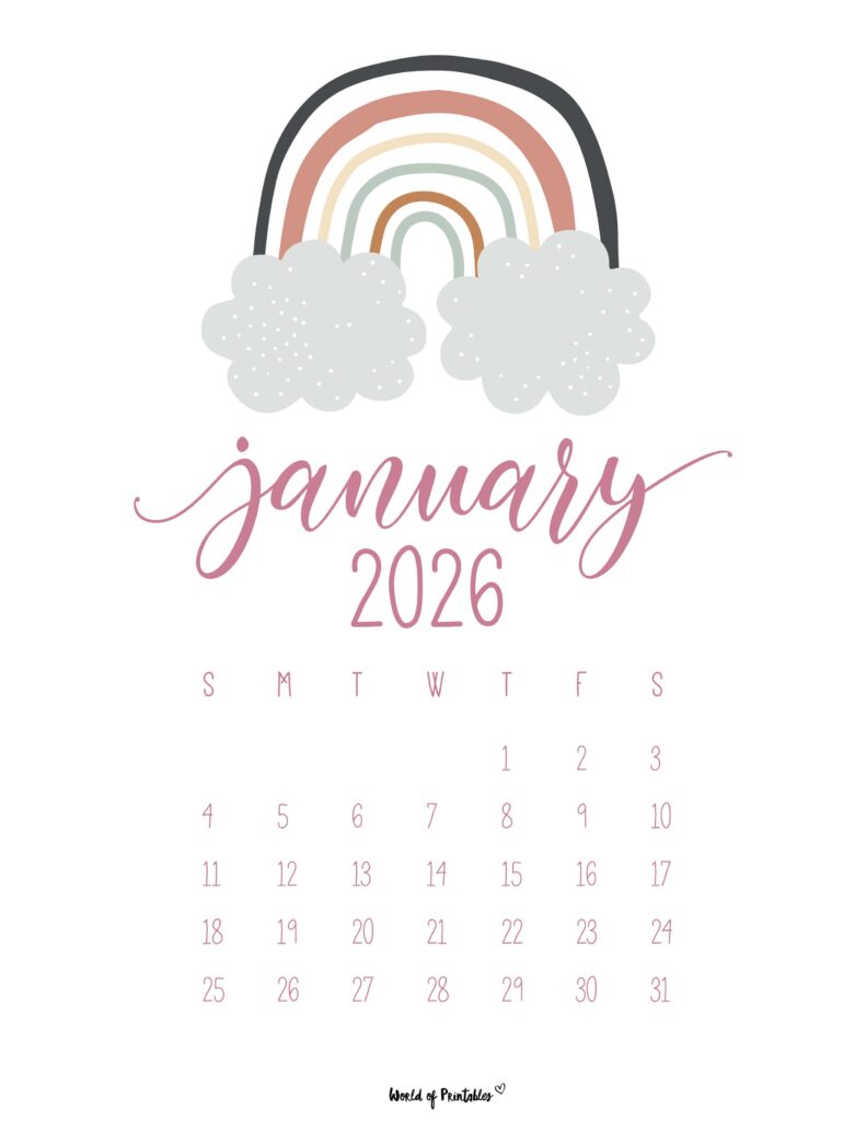 Printable January 2026 Calendar Design 34