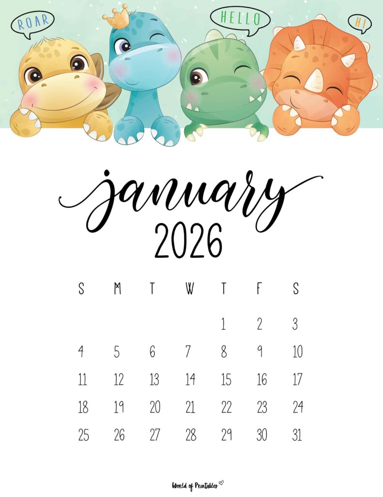 Printable January 2026 Calendar Design 35