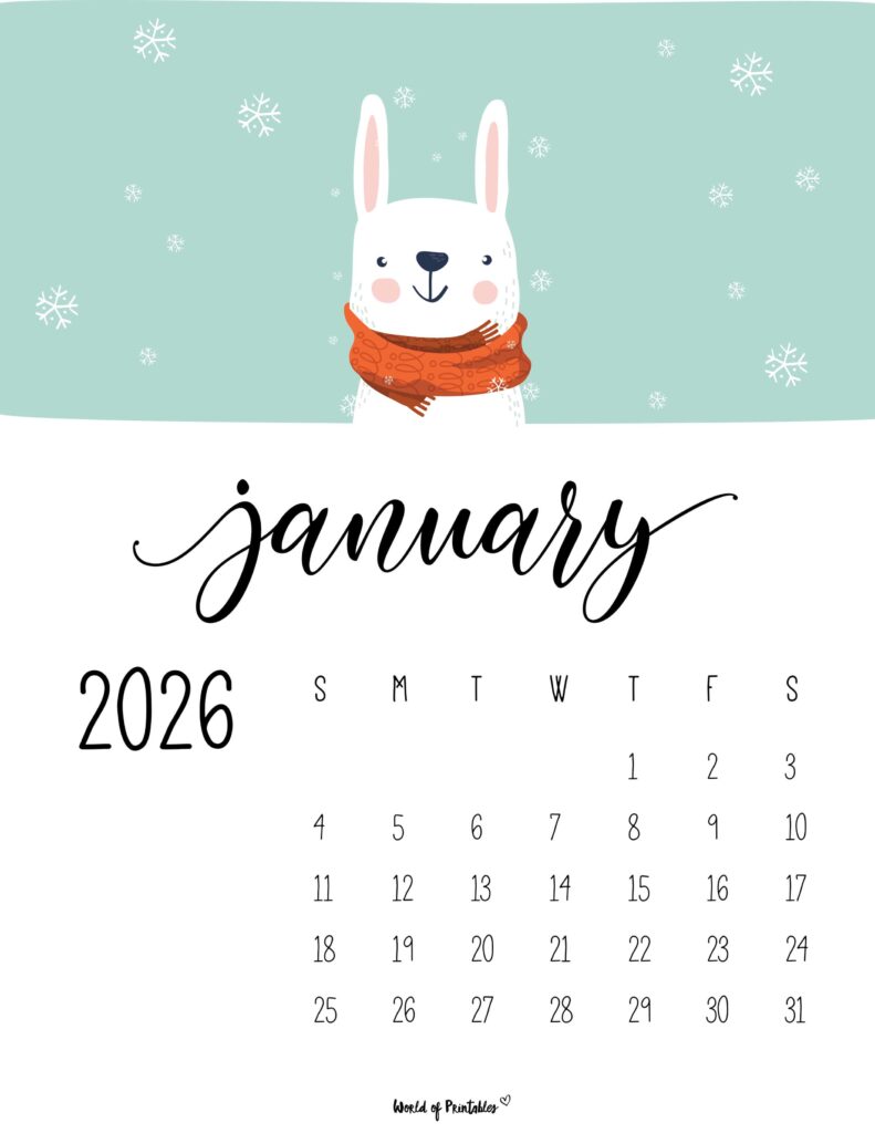 Printable January 2026 Calendar Design 36
