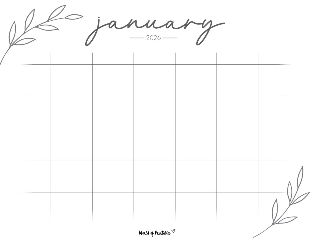 Printable January 2026 Calendar Design 367