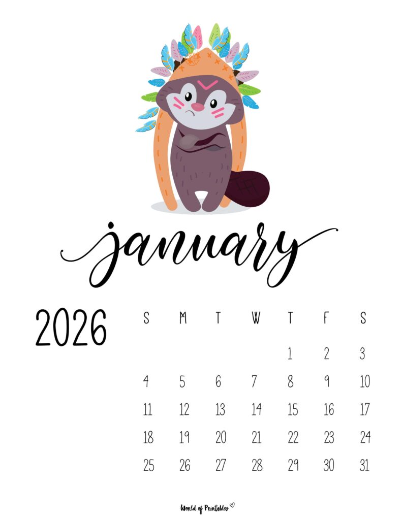 Printable January 2026 Calendar Design 37