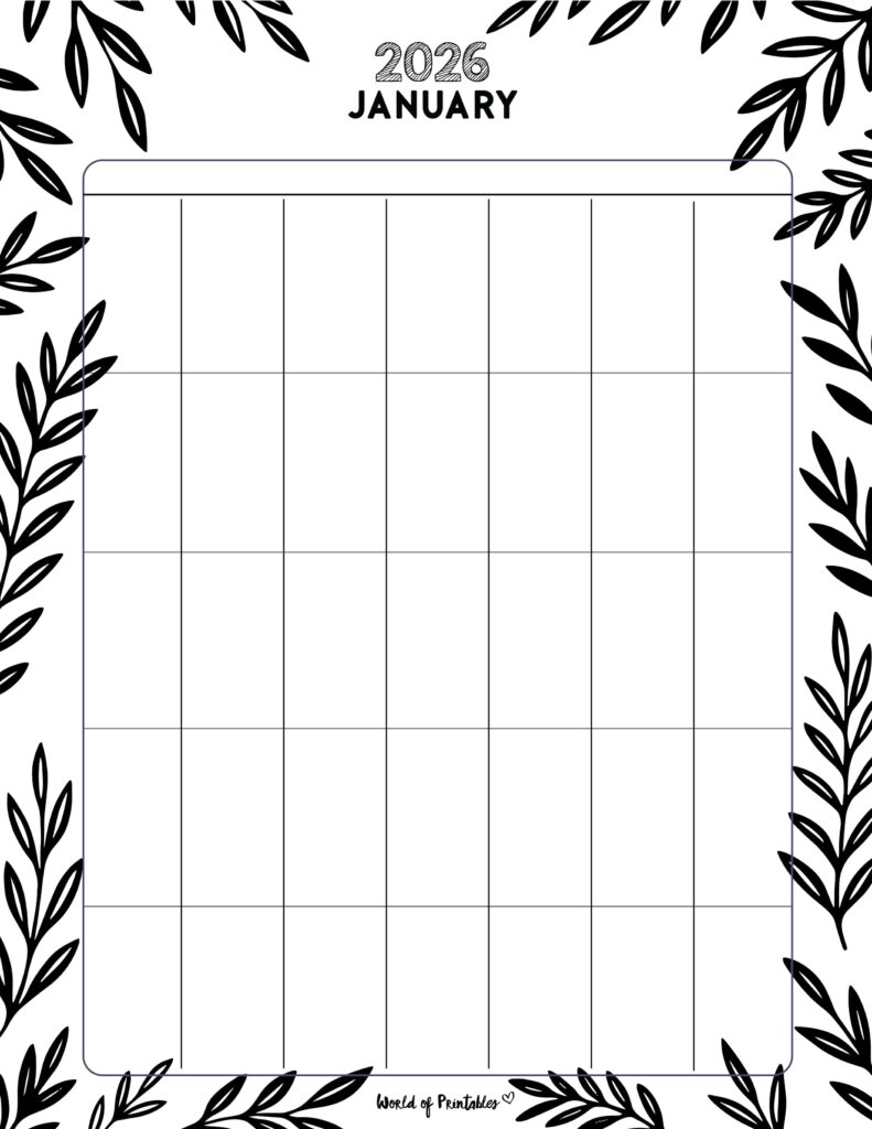 Printable January 2026 Calendar Design 370