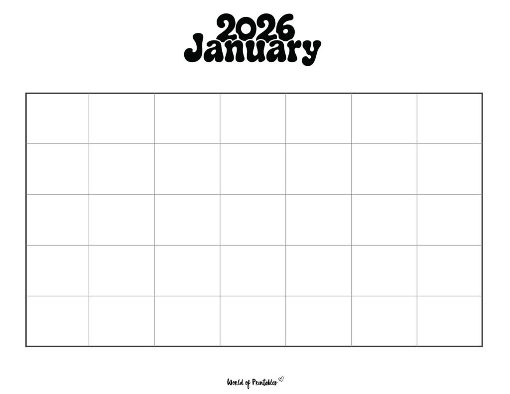 Printable January 2026 Calendar Design 371