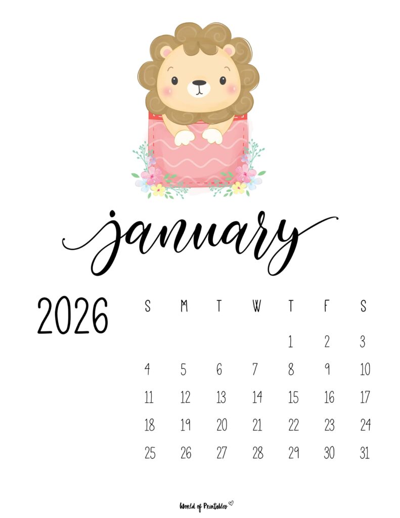 Printable January 2026 Calendar Design 38
