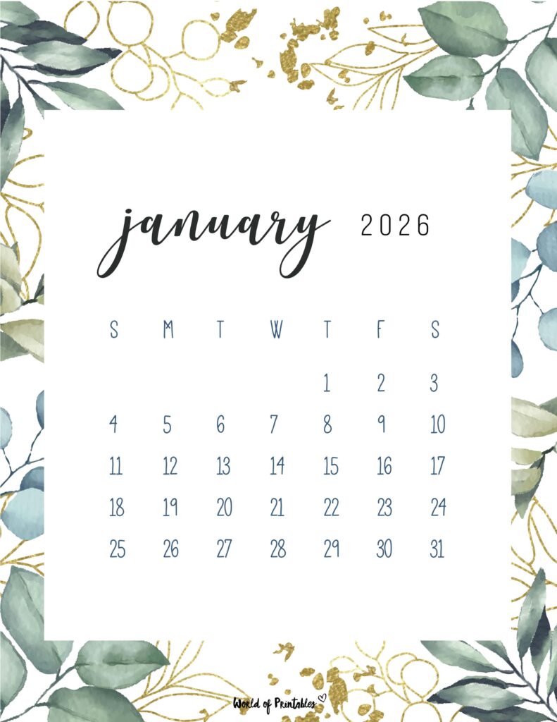 Printable January 2026 Calendar Design 4