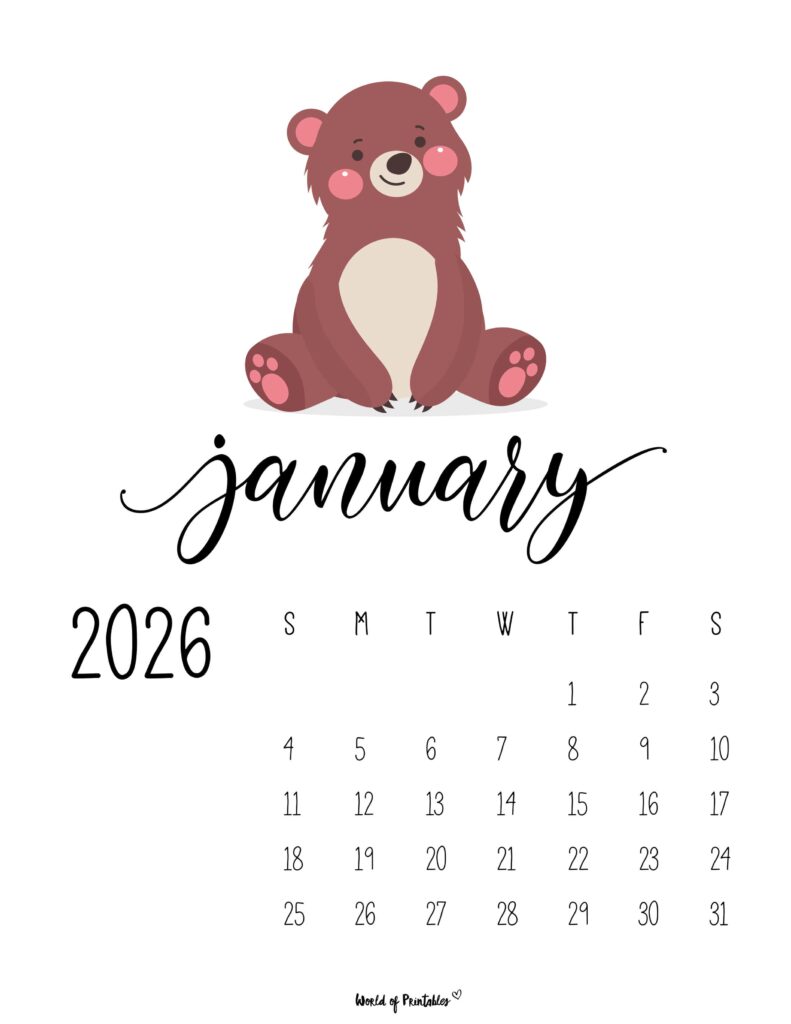 Printable January 2026 Calendar Design 42