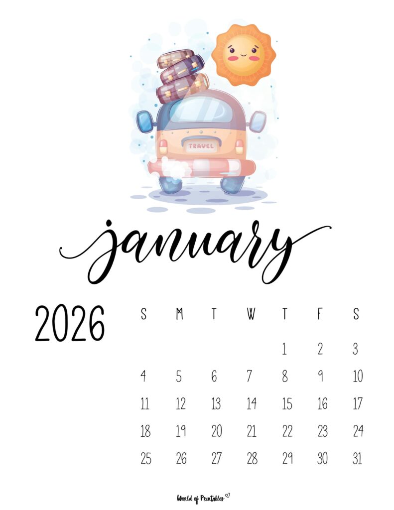 Printable January 2026 Calendar Design 43