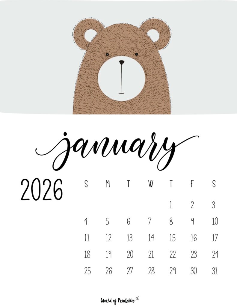 Printable January 2026 Calendar Design 45