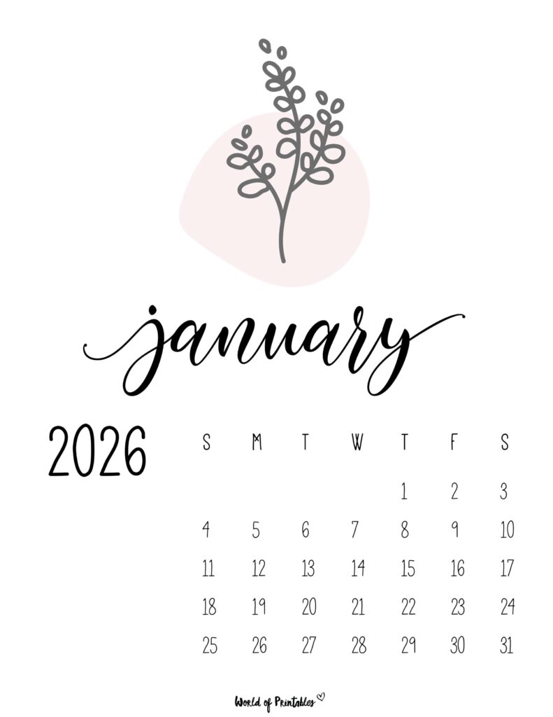 Printable January 2026 Calendar Design 46