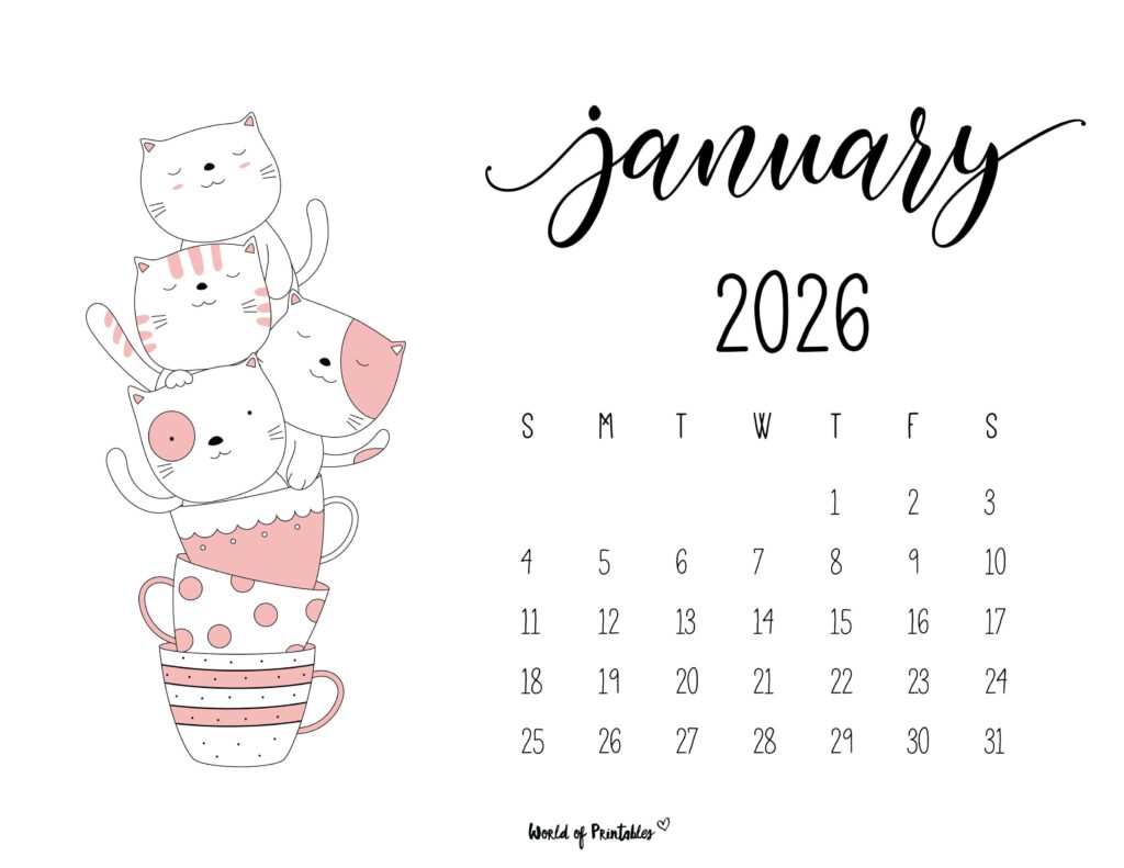 Printable January 2026 Calendar Design 48
