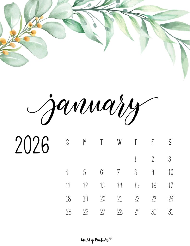 Printable January 2026 Calendar Design 49