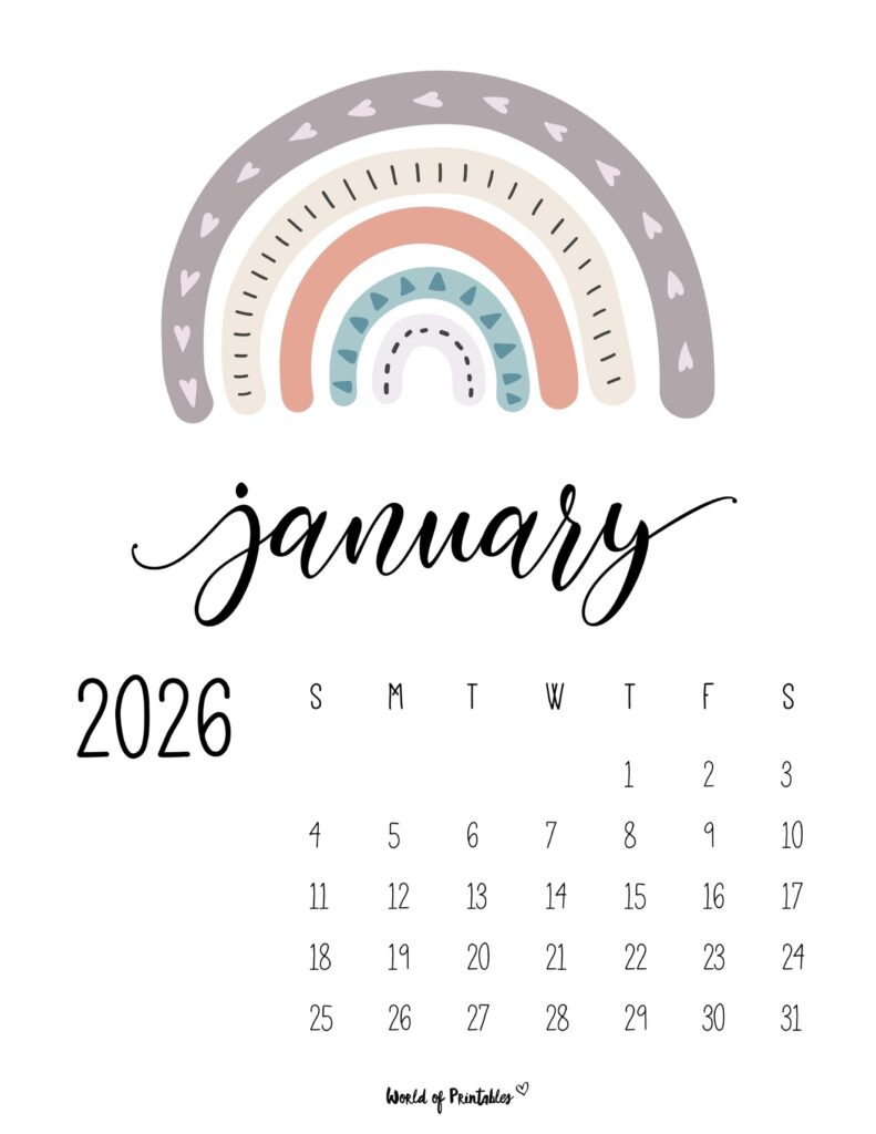 Printable January 2026 Calendar Design 51