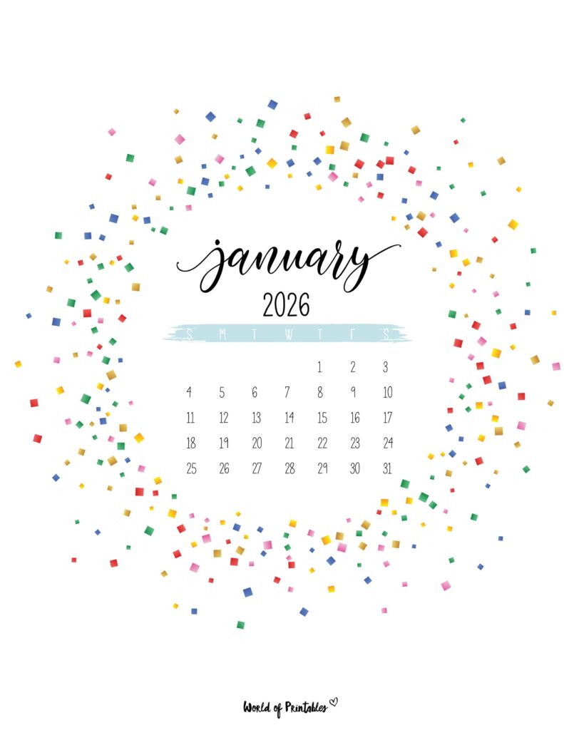 Printable January 2026 Calendar Design 6