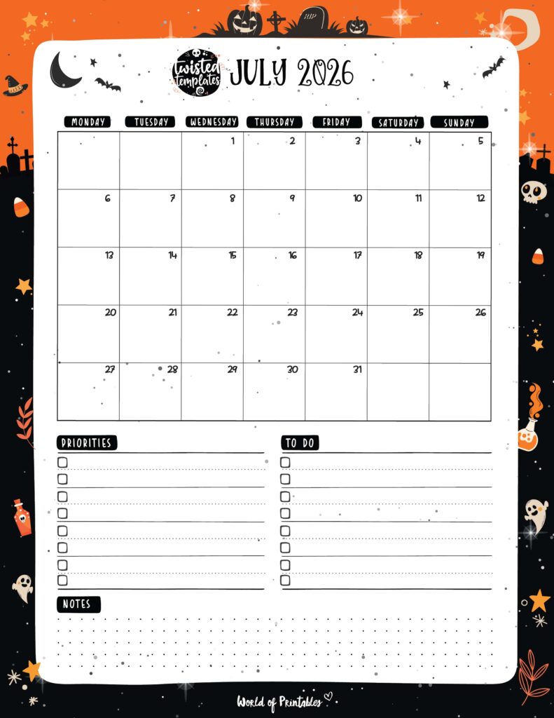 Printable July 2026 Calendar Design 220