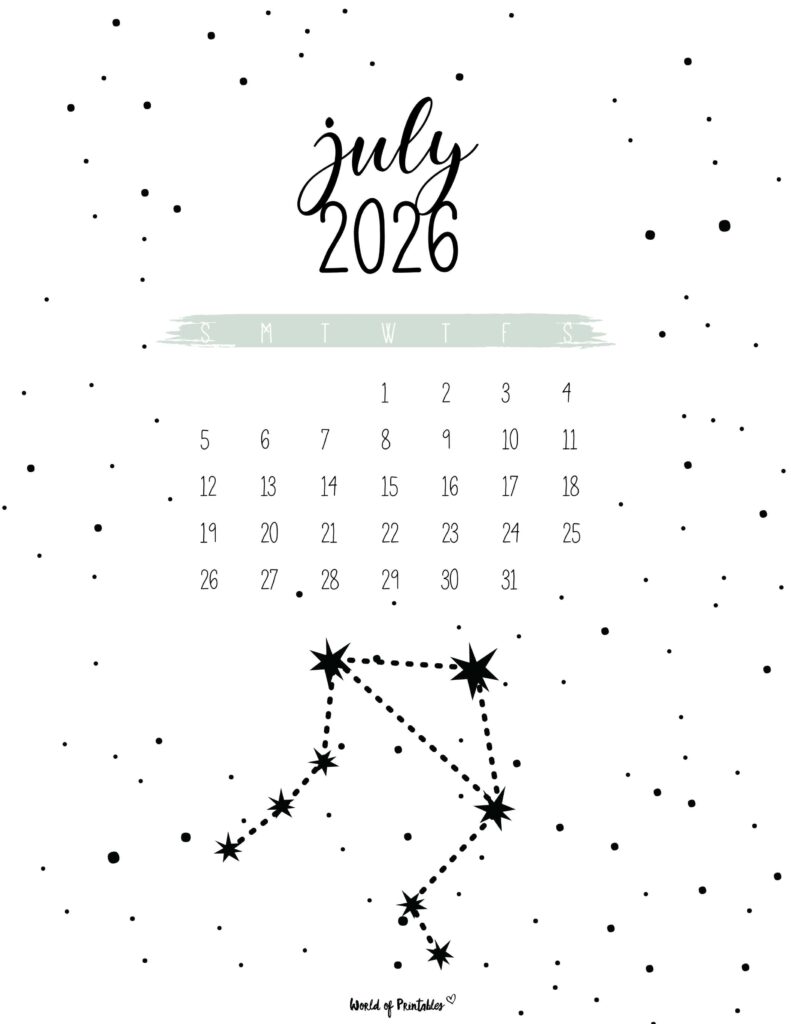 Printable July 2026 Calendar Design 24