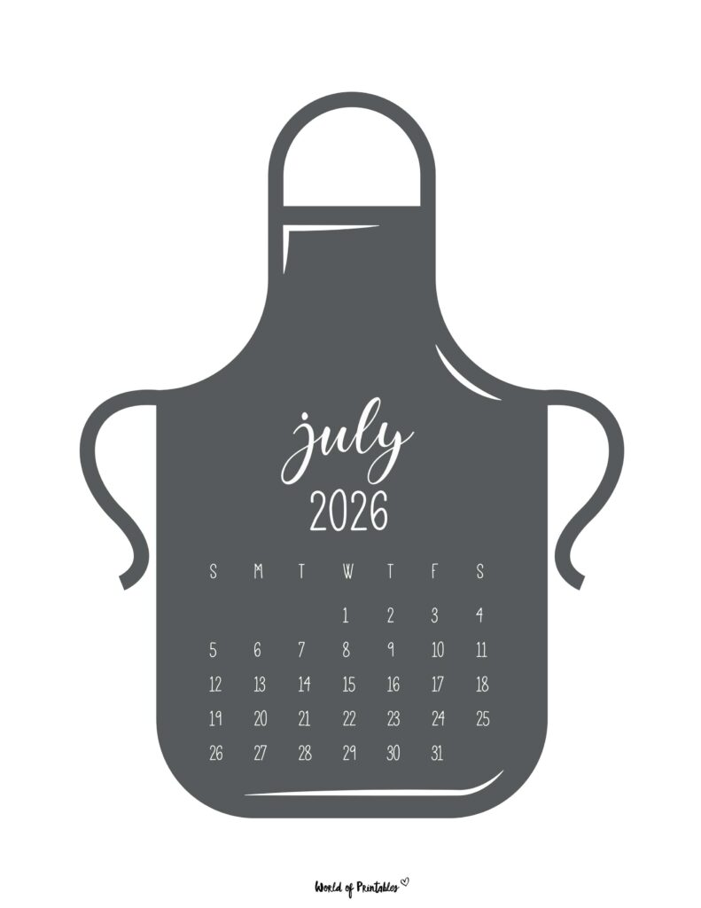 Printable July 2026 Calendar Design 25