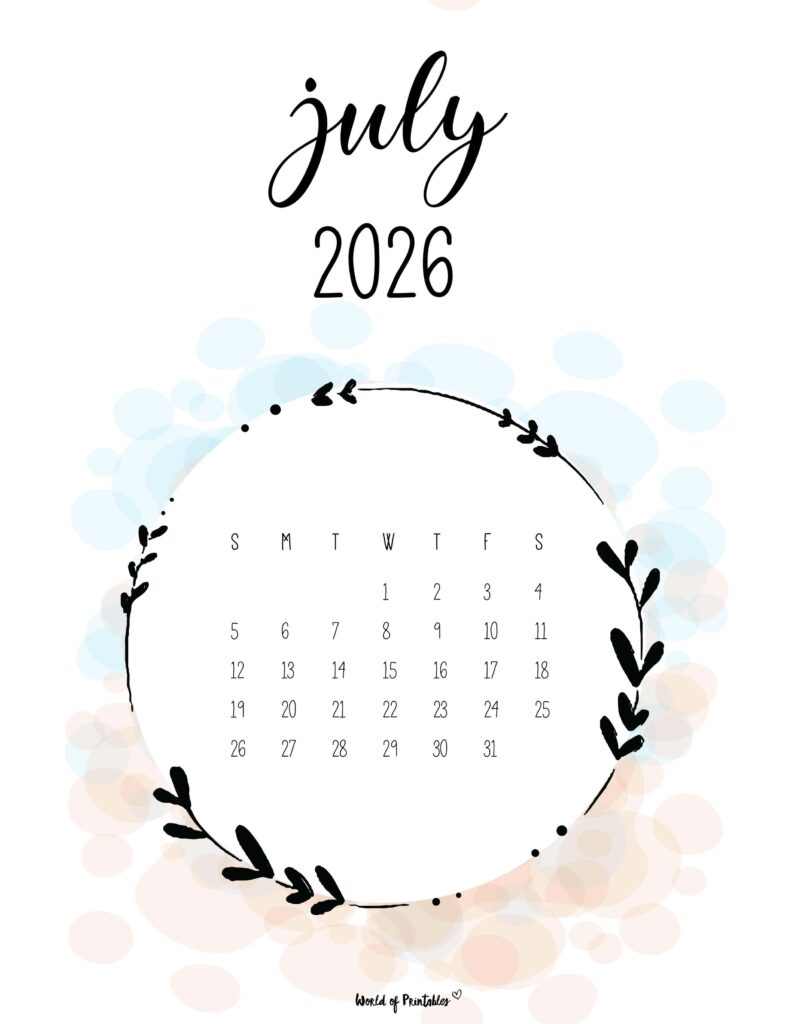 Printable July 2026 Calendar Design 27 alt