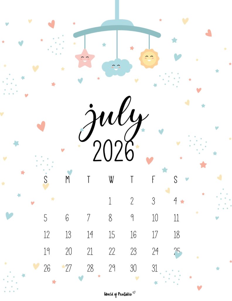 Printable July 2026 Calendar Design 31