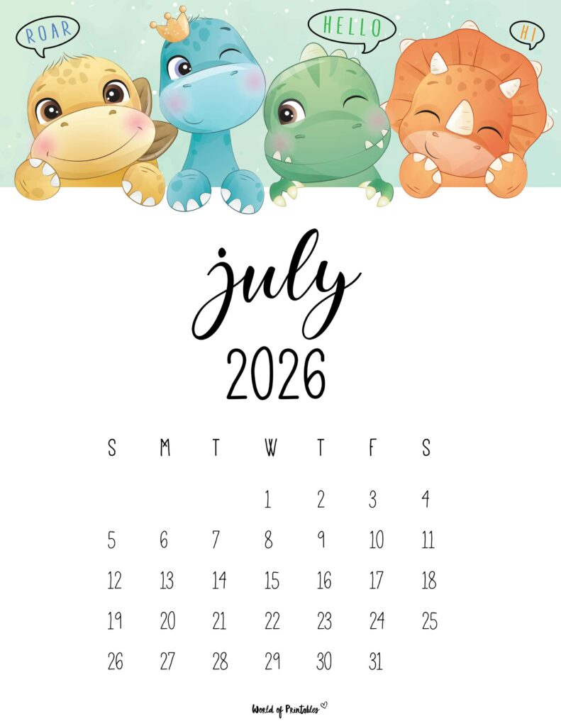 Printable July 2026 Calendar Design 35