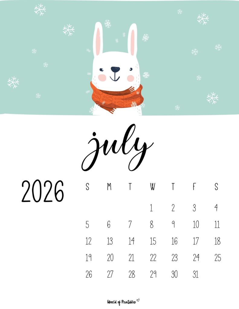 Printable July 2026 Calendar Design 36