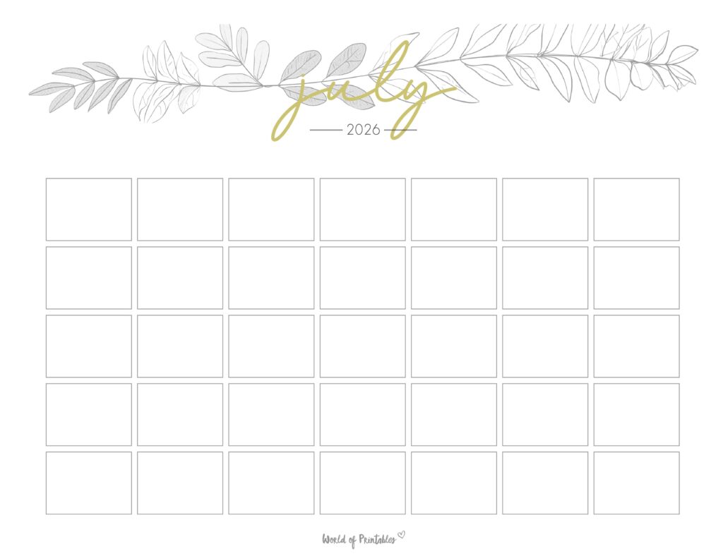 Printable July 2026 Calendar Design 366
