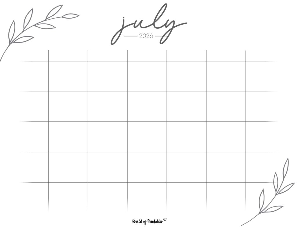 Printable July 2026 Calendar Design 367