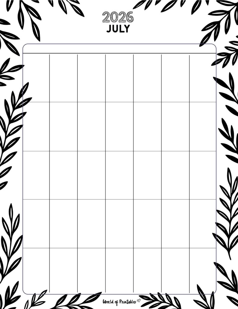 Printable July 2026 Calendar Design 370