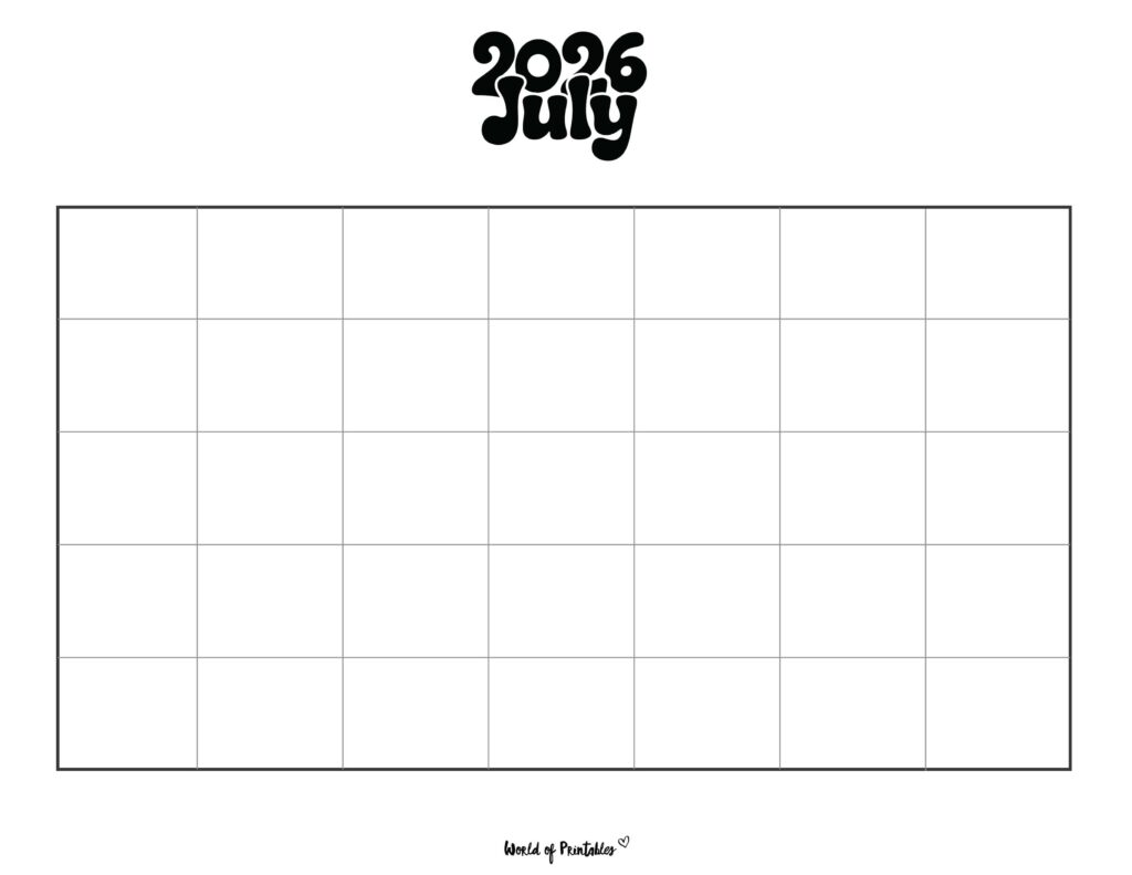 Printable July 2026 Calendar Design 371