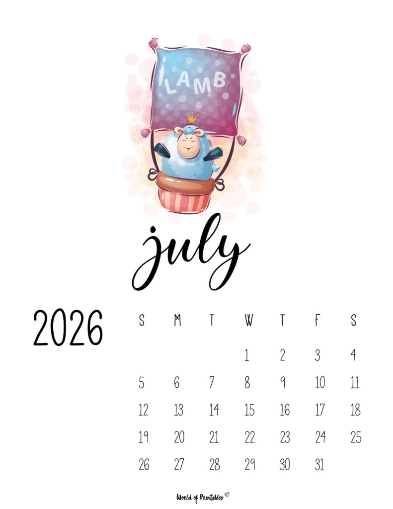Printable July 2026 Calendar Design 41