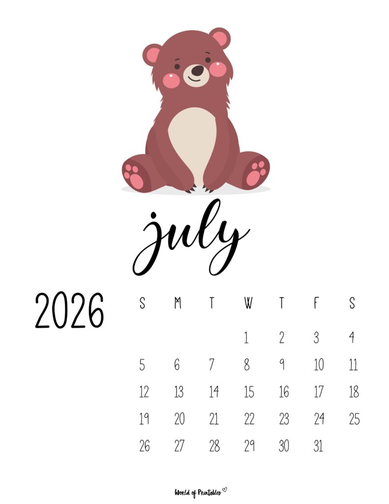 Printable July 2026 Calendar Design 42