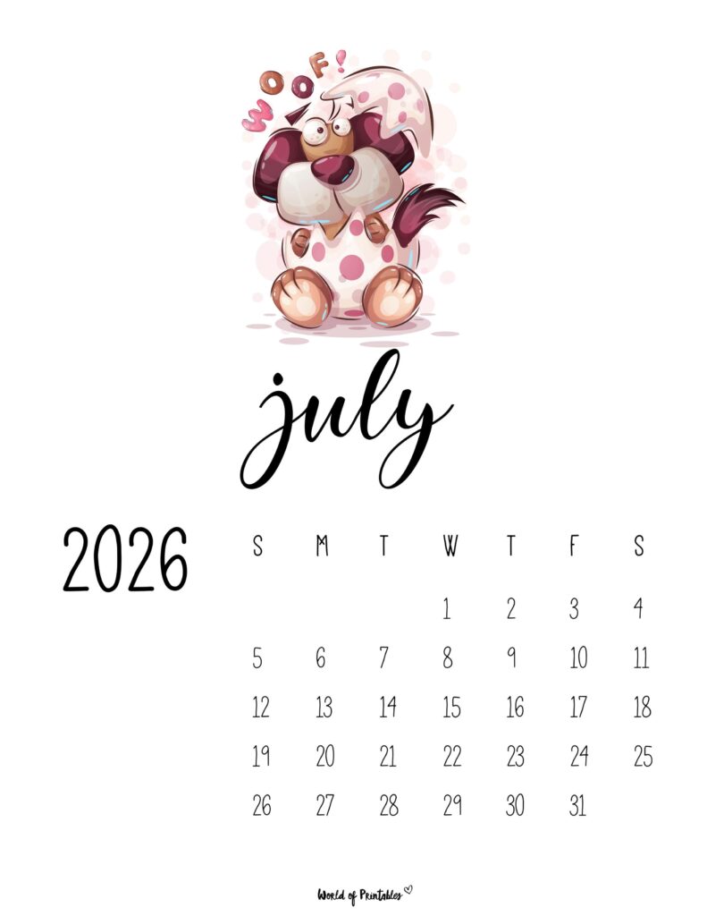 Printable July 2026 Calendar Design 43