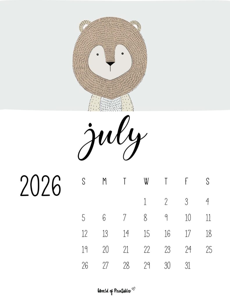 Printable July 2026 Calendar Design 45