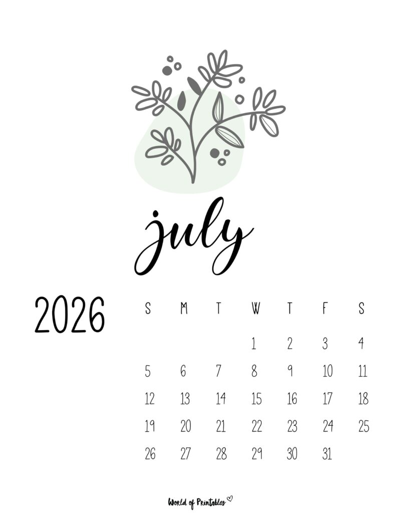 Printable July 2026 Calendar Design 46