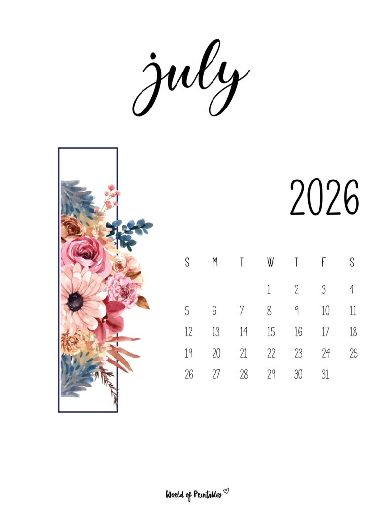 Printable July 2026 Calendar Design 47