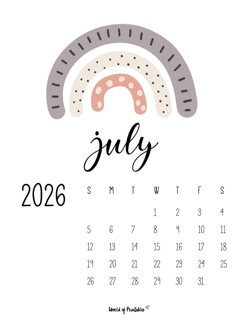 Printable July 2026 Calendar Design 51