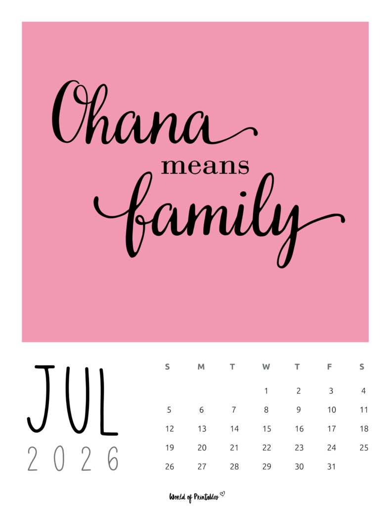 Printable July 2026 Calendar Design 60