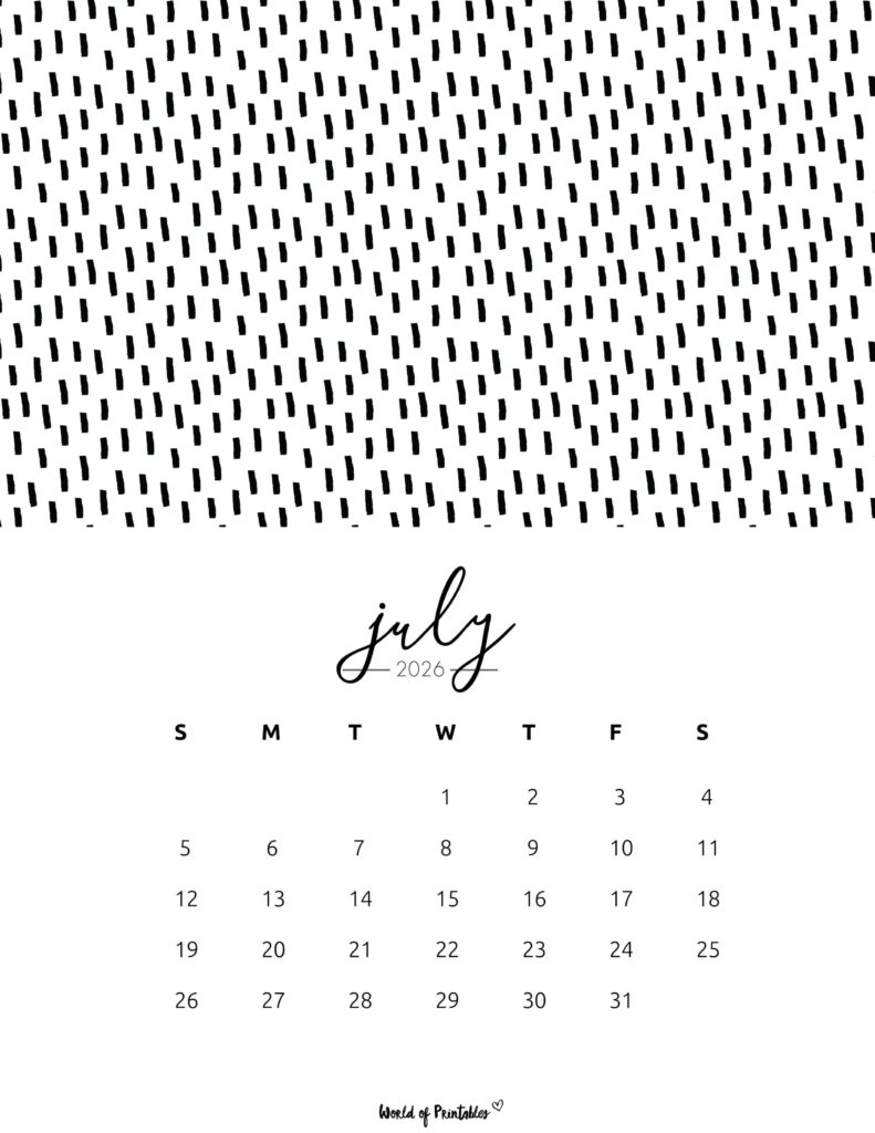 Printable July 2026 Calendar Design 61