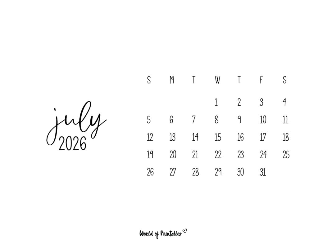 Printable July 2026 Calendar Design 63 alt