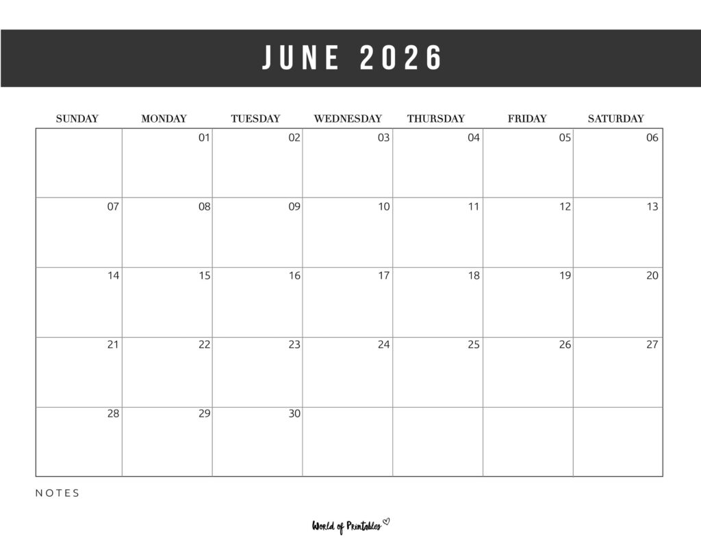 Printable June 2026 Calendar Design 10