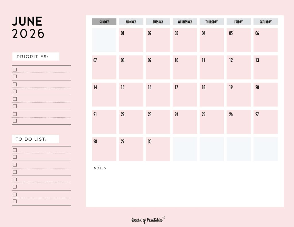 Printable June 2026 Calendar Design 111
