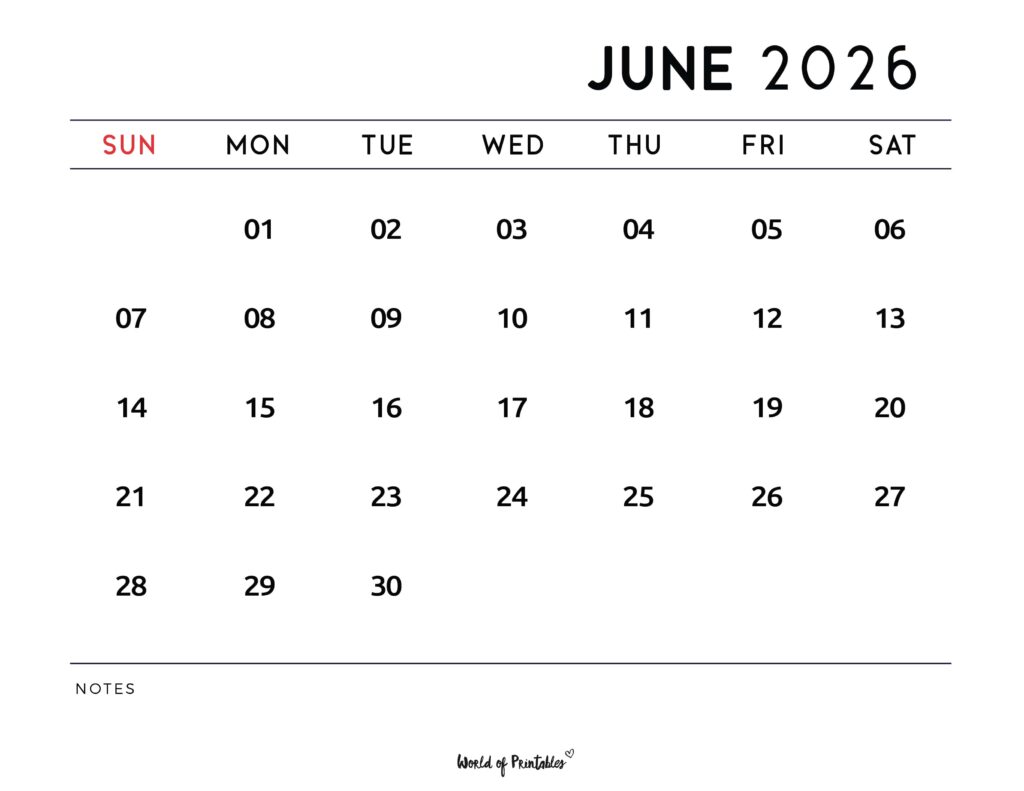 Printable June 2026 Calendar Design 112