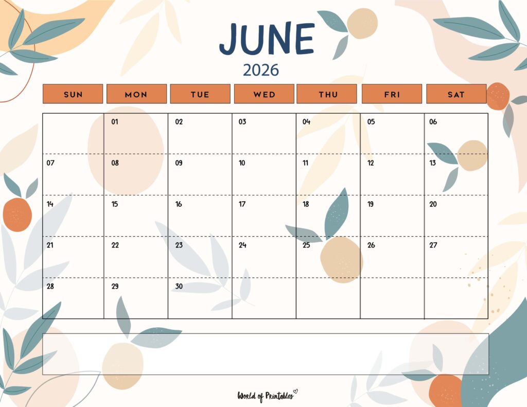 Printable June 2026 Calendar Design 114