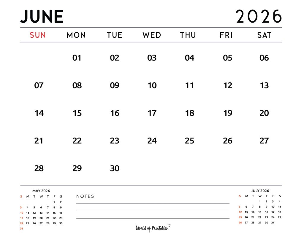 Printable June 2026 Calendar Design 119