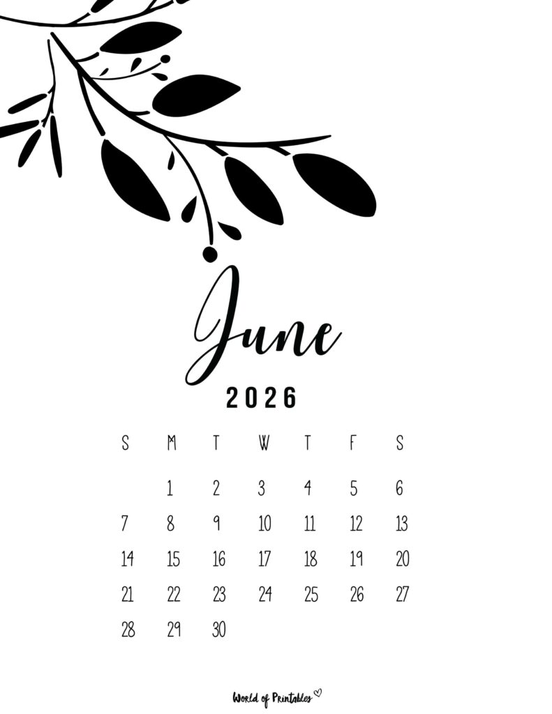 Printable June 2026 Calendar Design 12