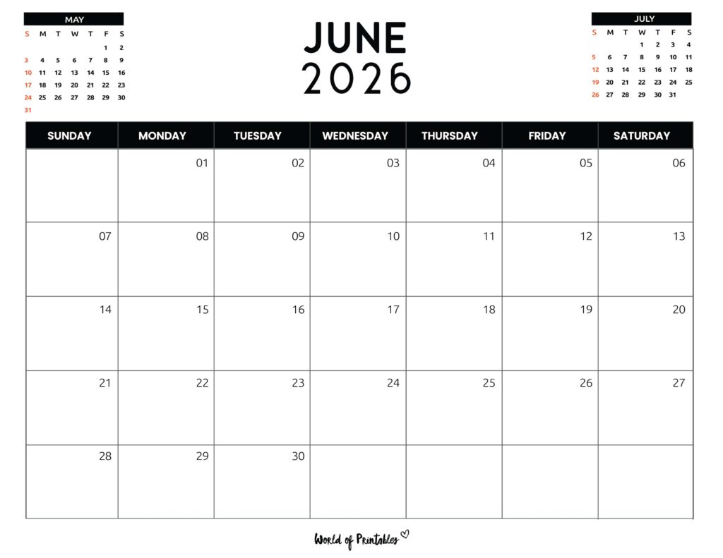 Printable June 2026 Calendar Design 120